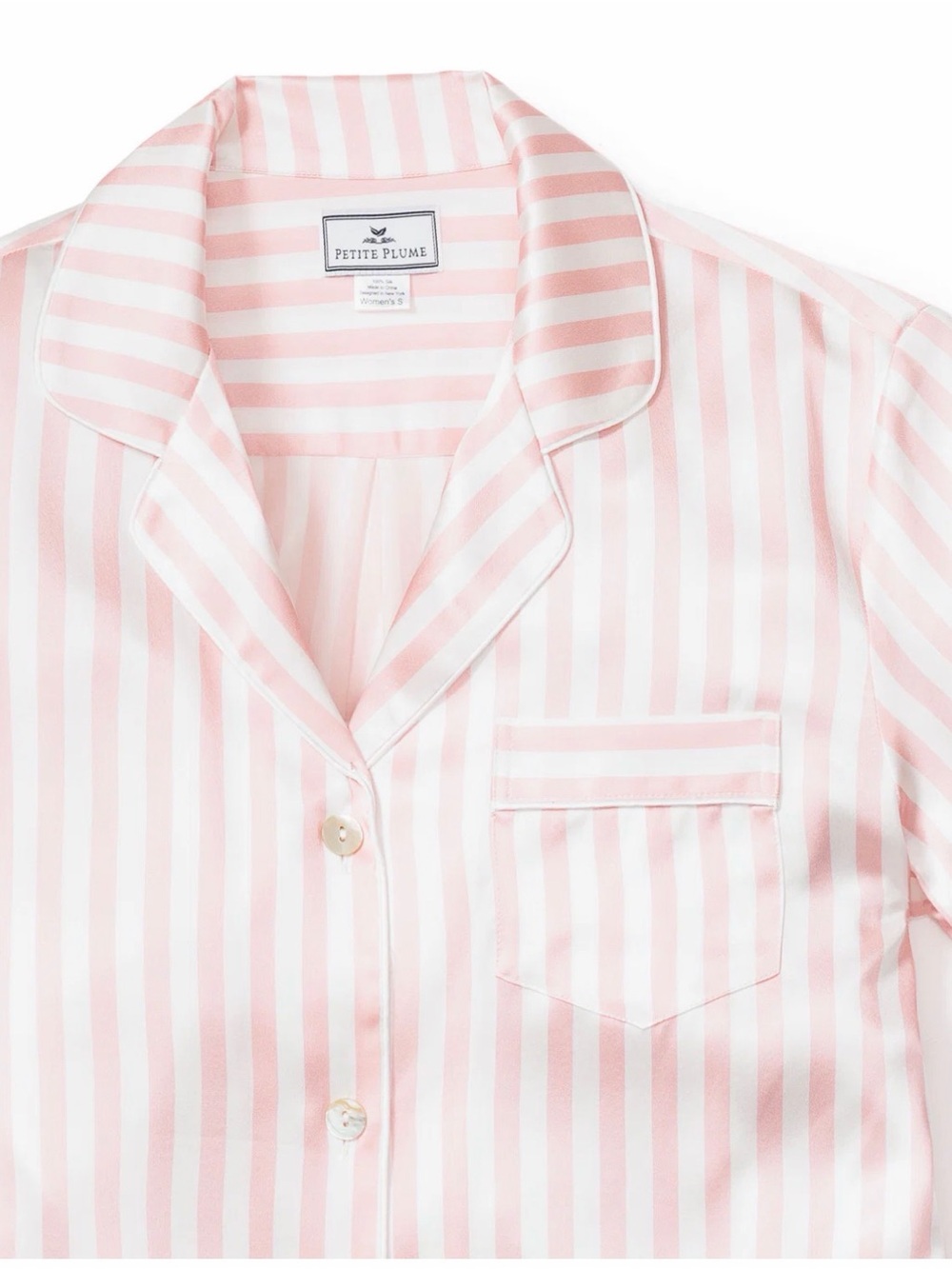 NWT Petite Plume Silk Pajama Short Set in Pink Stripe Size Small - 100% Silk - Picture 4 of 7
